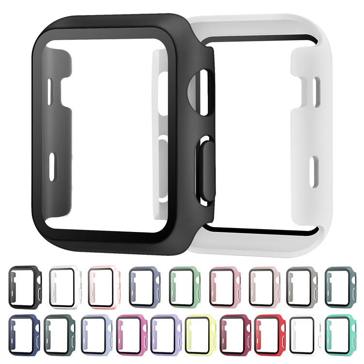 For Apple Watch Series 10 42mm Watch Case Protective Hard PC Cover with Tempered Glass Film - Silver