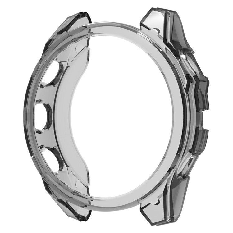 For Garmin Fenix 8 51mm Watch Case Shockproof TPU Cover Half-Wrapped - Transparent Black