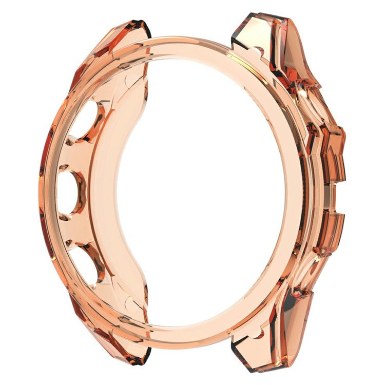 For Garmin Fenix 8 51mm Watch Case Shockproof TPU Cover Half-Wrapped - Transparent Orange