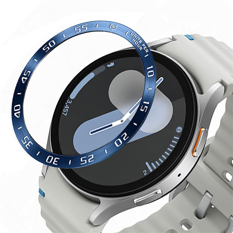 For Samsung Galaxy Watch7 40mm Watch Bezel Ring Metal Dial Bezel Adhesive Frame Ring Cover - Style A / Blue