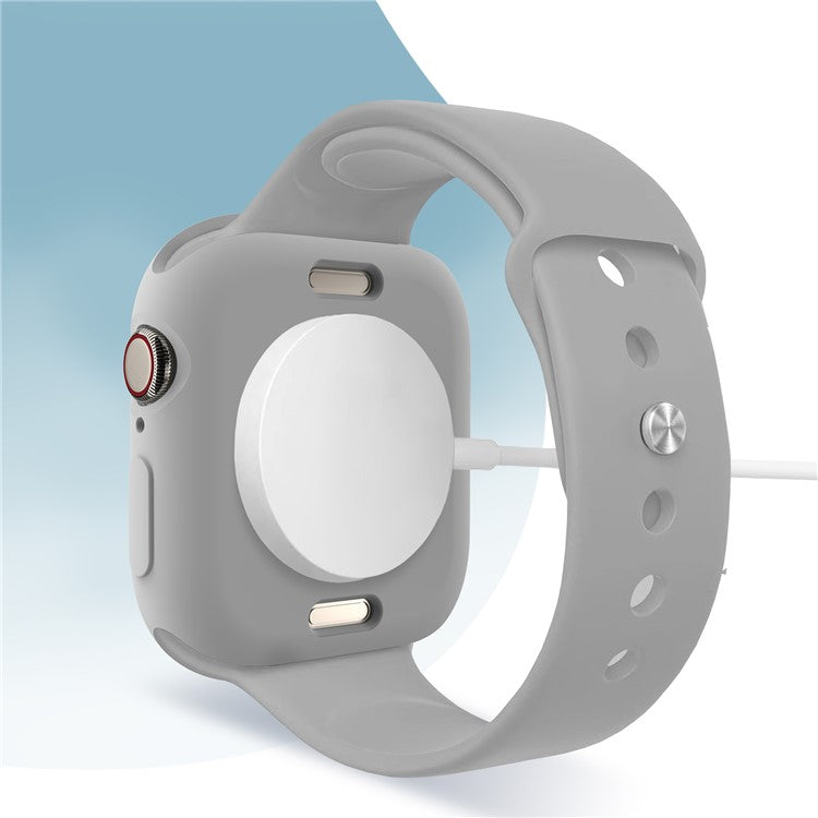 For Apple Watch Series 10 42mm Case Half Wrapped Soft TPU Protective Watch Cover - Light Grey