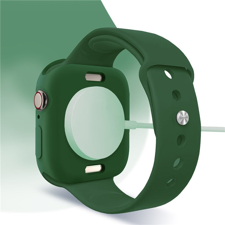 For Apple Watch Series 10 42mm Case Half Wrapped Soft TPU Protective Watch Cover - Green