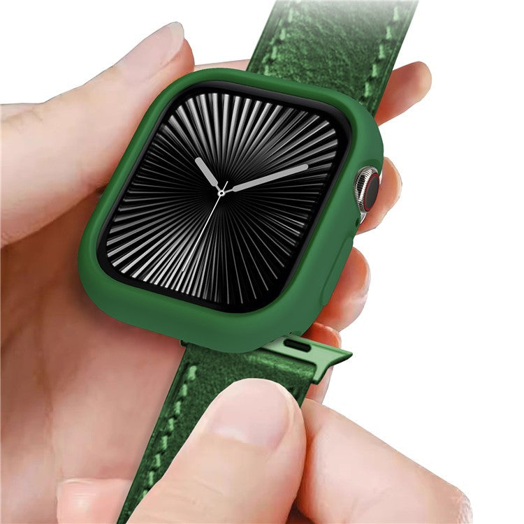 For Apple Watch Series 10 42mm Case Half Wrapped Soft TPU Protective Watch Cover - Green