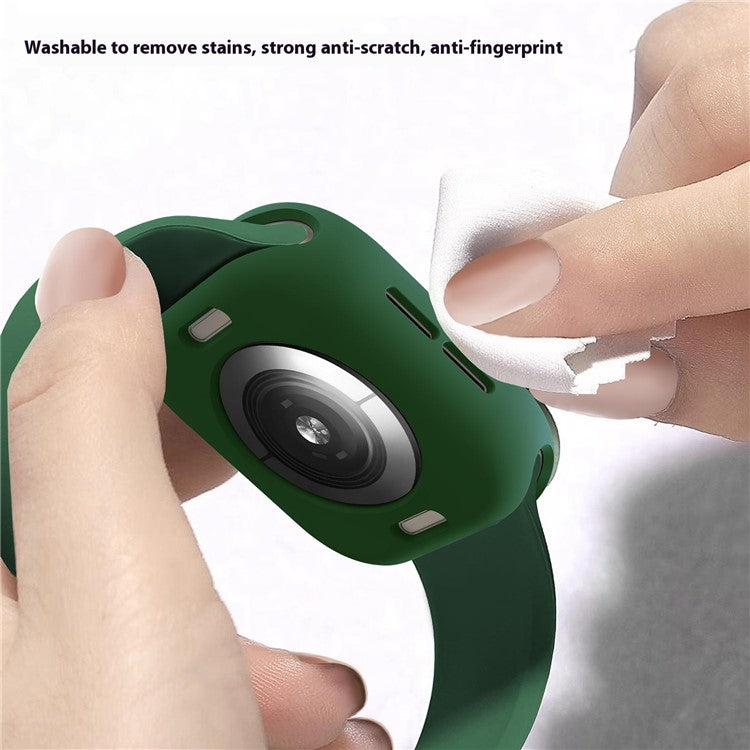 For Apple Watch Series 10 42mm Case Half Wrapped Soft TPU Protective Watch Cover - Green