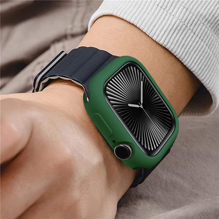 For Apple Watch Series 10 42mm Case Half Wrapped Soft TPU Protective Watch Cover - Green