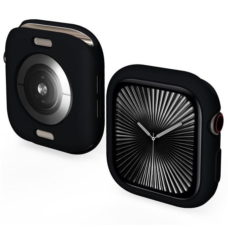 For Apple Watch Series 10 46mm Case Half Wrapped Soft TPU Protective Watch Cover - Black