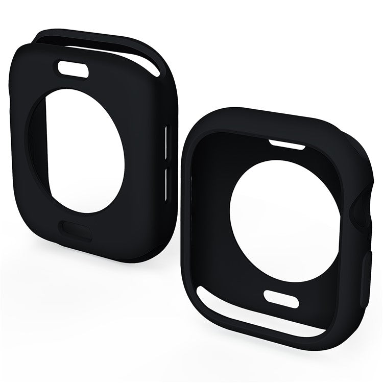 For Apple Watch Series 10 46mm Case Half Wrapped Soft TPU Protective Watch Cover - Black