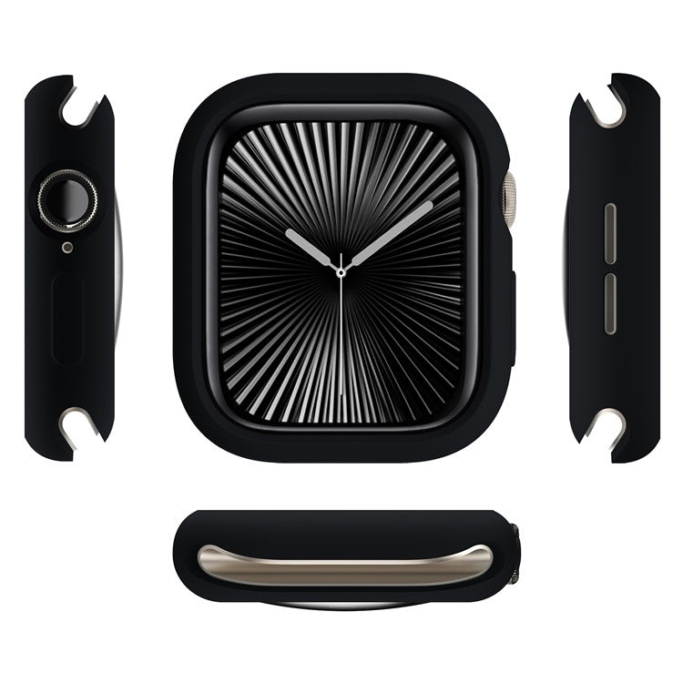 For Apple Watch Series 10 46mm Case Half Wrapped Soft TPU Protective Watch Cover - Black
