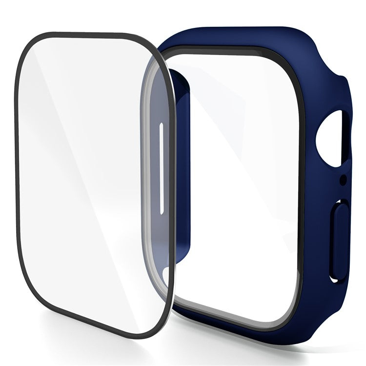 For Apple Watch Series 10 42mm Case Hard PC Watch Cover with Tempered Glass Screen Protector - Midnight Blue