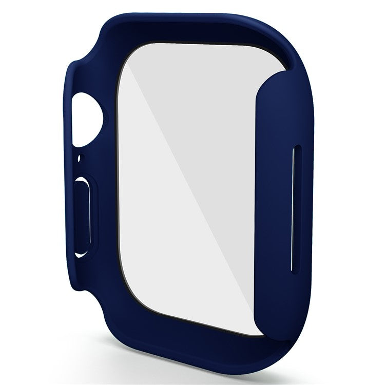 For Apple Watch Series 10 42mm Case Hard PC Watch Cover with Tempered Glass Screen Protector - Midnight Blue