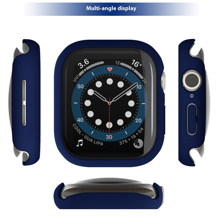 For Apple Watch Series 10 42mm Case Hard PC Watch Cover with Tempered Glass Screen Protector - Midnight Blue