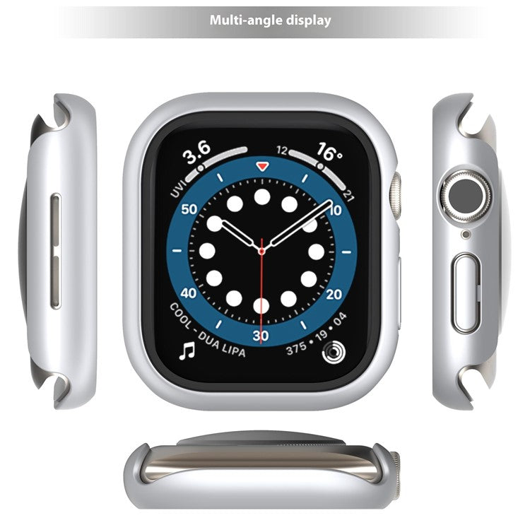 For Apple Watch Series 10 46mm Case Hard PC Watch Cover with Tempered Glass Screen Protector - Bright Silver