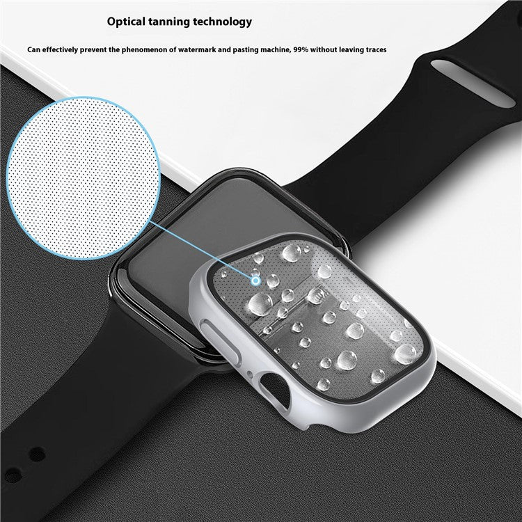 For Apple Watch Series 10 46mm Case Hard PC Watch Cover with Tempered Glass Screen Protector - Bright Silver