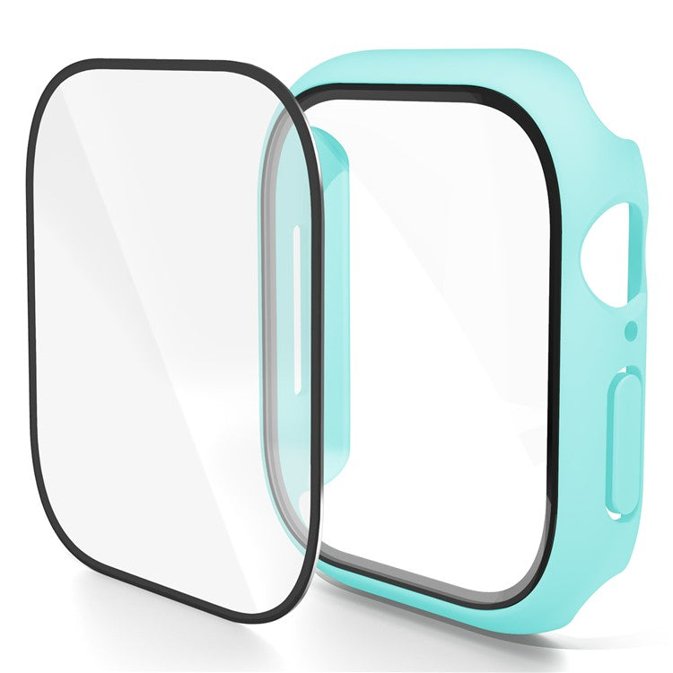 For Apple Watch Series 10 46mm Case Hard PC Watch Cover with Tempered Glass Screen Protector - Light Blue