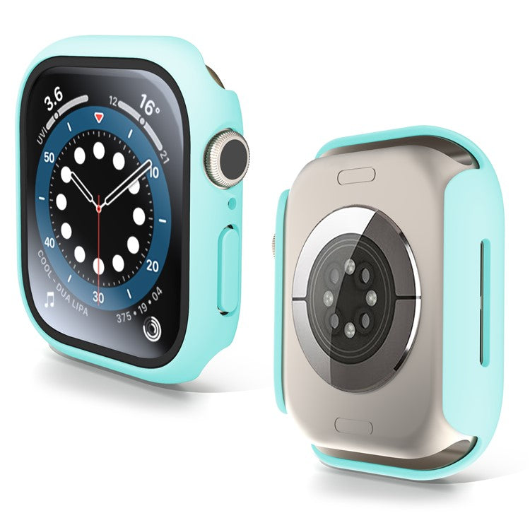 For Apple Watch Series 10 46mm Case Hard PC Watch Cover with Tempered Glass Screen Protector - Light Blue