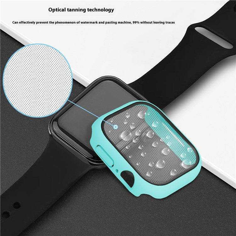 For Apple Watch Series 10 46mm Case Hard PC Watch Cover with Tempered Glass Screen Protector - Light Blue