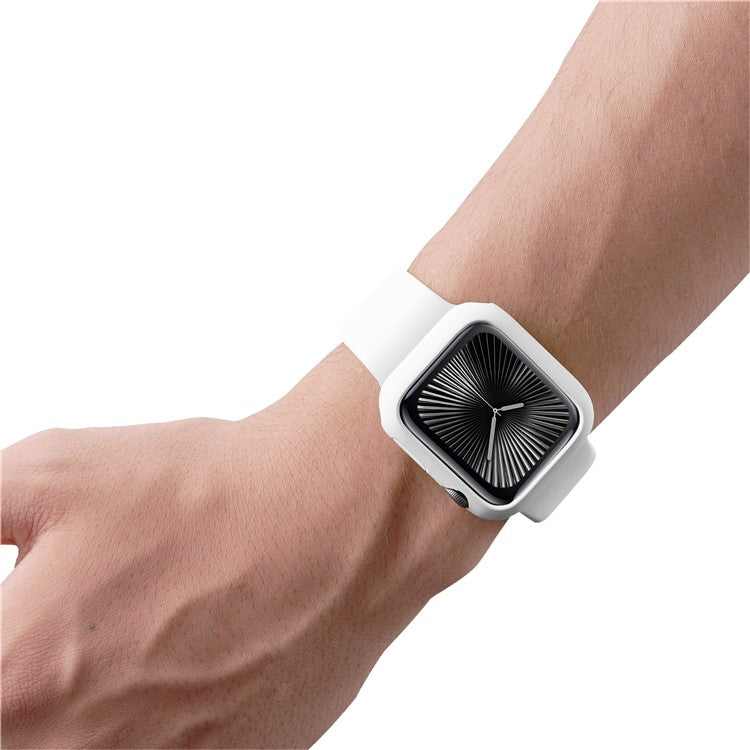For Apple Watch Series 10 42mm Case Rubberized Hard PC Half Cover Watch Frame - White