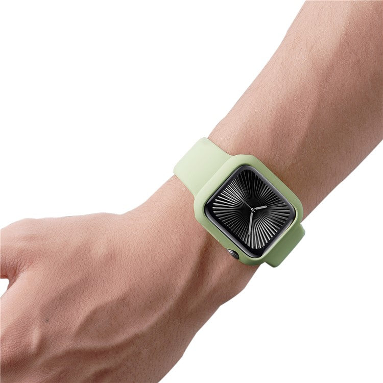 For Apple Watch Series 10 42mm Case Rubberized Hard PC Half Cover Watch Frame - Mint Green