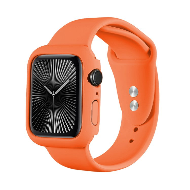 For Apple Watch Series 10 42mm Case Rubberized Hard PC Half Cover Watch Frame - Orange