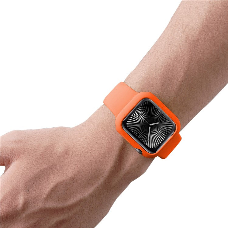 For Apple Watch Series 10 42mm Case Rubberized Hard PC Half Cover Watch Frame - Orange