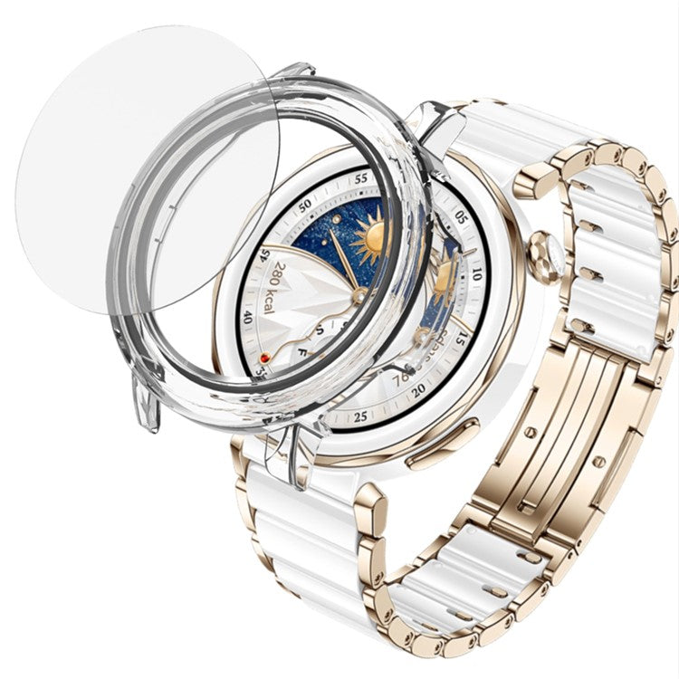 For Huawei Watch GT 5 Pro 42mm Watch Case Hard PC Cover with Tempered Glass Screen Film - Black