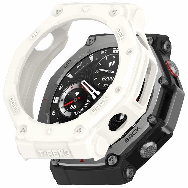 For Huami Amazfit T-Rex 3 TPU Watch Case Anti-Scratch Hollow Watch Frame Cover - Ivory White