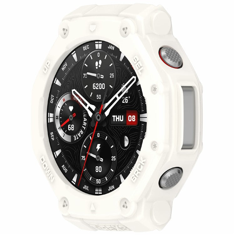 For Huami Amazfit T-Rex 3 TPU Watch Case Anti-Scratch Hollow Watch Frame Cover - Ivory White