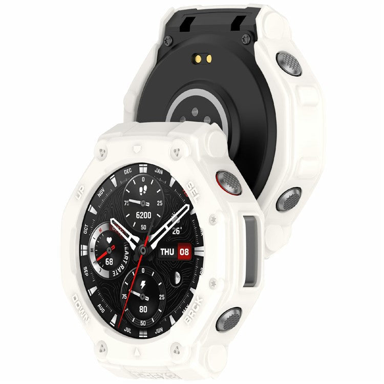 For Huami Amazfit T-Rex 3 TPU Watch Case Anti-Scratch Hollow Watch Frame Cover - Ivory White