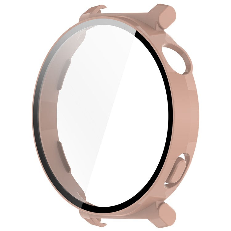For Huawei Watch GT 5 Pro 42mm PC Cover Watch Frame Case with Tempered Glass Screen Film - Pink