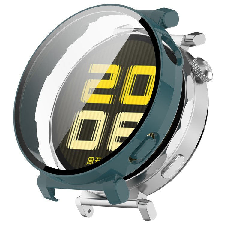 For Huawei Watch GT 5 Pro 42mm PC Cover Watch Frame Case with Tempered Glass Screen Film - Green