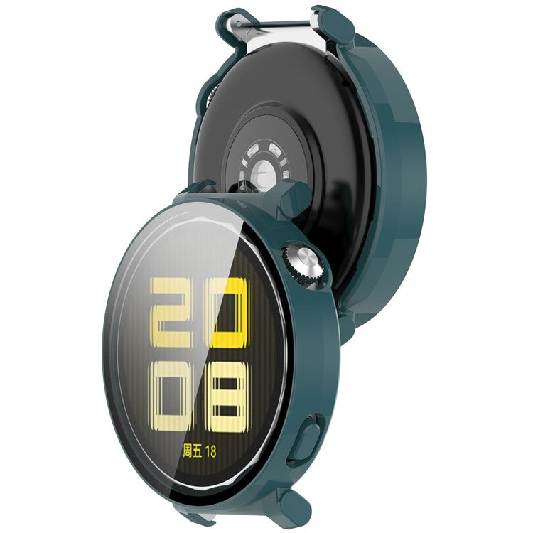 For Huawei Watch GT 5 Pro 42mm PC Cover Watch Frame Case with Tempered Glass Screen Film - Green