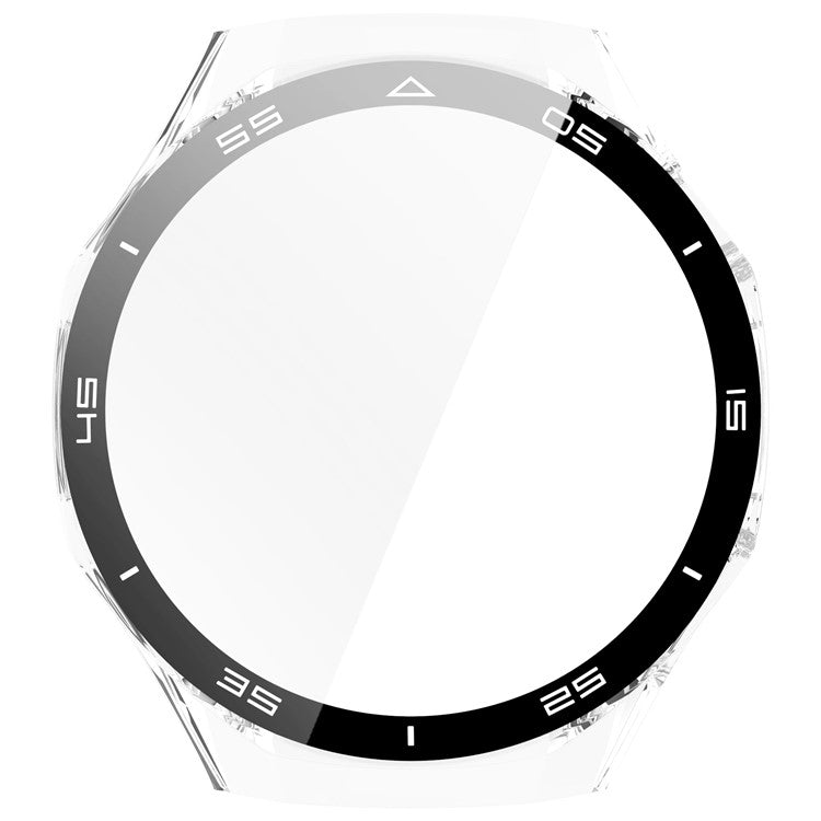 For Huawei Watch GT 5 Pro 46mm PC Cover Scale Design Watch Case Cover with Tempered Glass Screen Film - Transparent