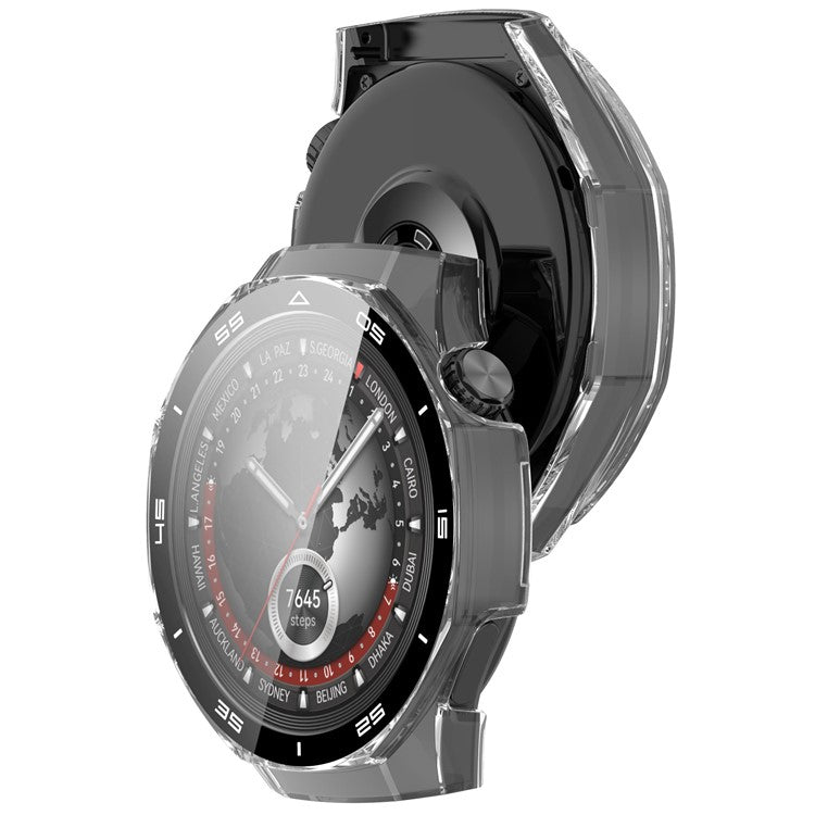 For Huawei Watch GT 5 Pro 46mm PC Cover Scale Design Watch Case Cover with Tempered Glass Screen Film - Transparent