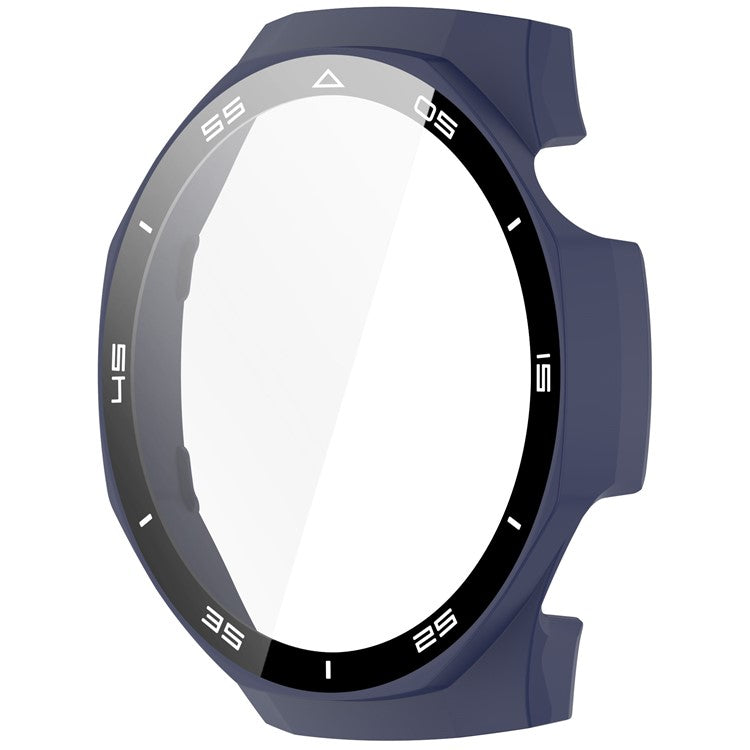 For Huawei Watch GT 5 Pro 46mm PC Cover Scale Design Watch Case Cover with Tempered Glass Screen Film - Midnight Blue