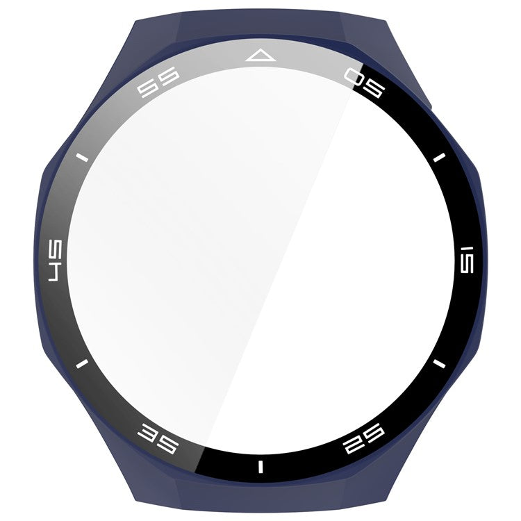 For Huawei Watch GT 5 Pro 46mm PC Cover Scale Design Watch Case Cover with Tempered Glass Screen Film - Midnight Blue