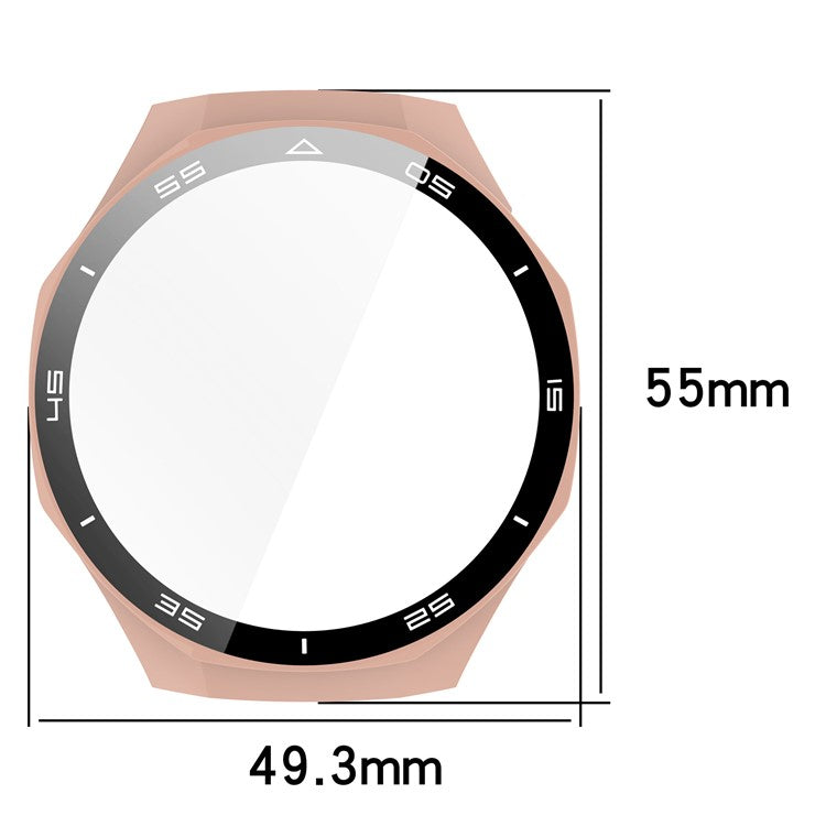 For Huawei Watch GT 5 Pro 46mm PC Cover Scale Design Watch Case Cover with Tempered Glass Screen Film - Midnight Blue