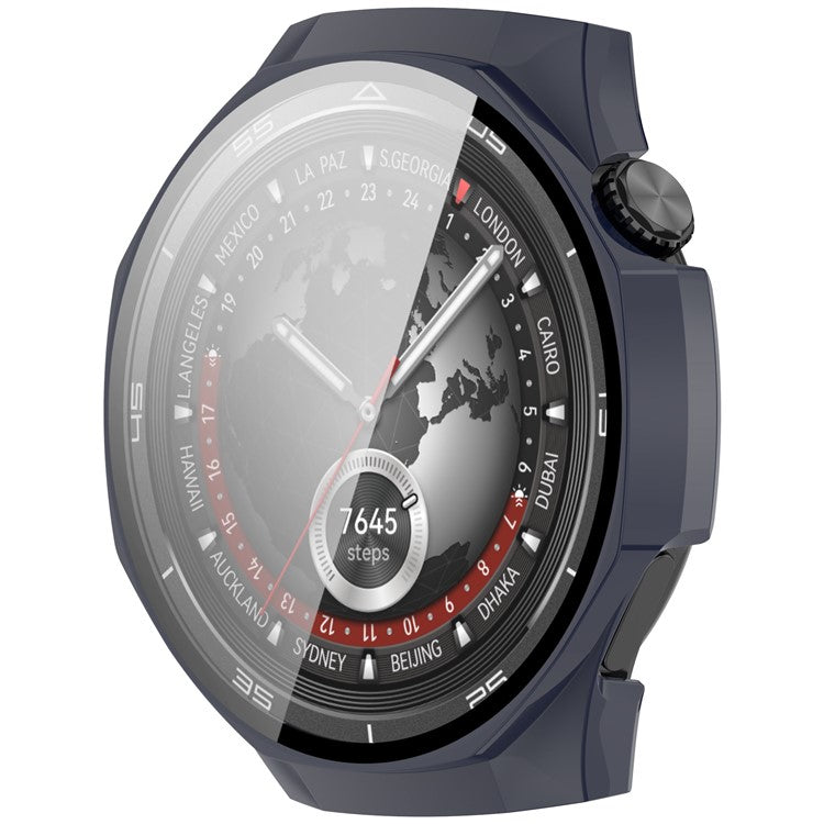 For Huawei Watch GT 5 Pro 46mm PC Cover Watch Case Cover with Tempered Glass Screen Film - Dark Blue
