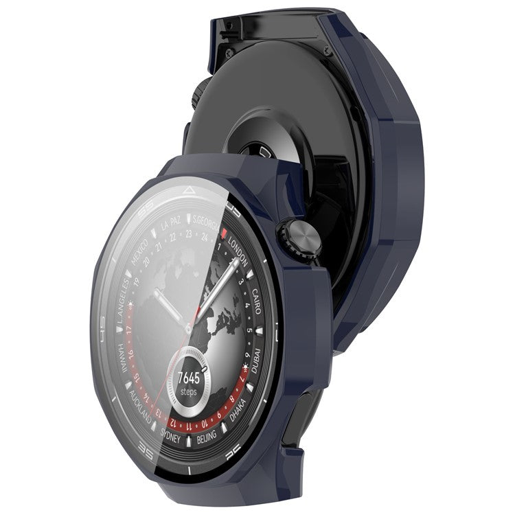 For Huawei Watch GT 5 Pro 46mm PC Cover Watch Case Cover with Tempered Glass Screen Film - Dark Blue