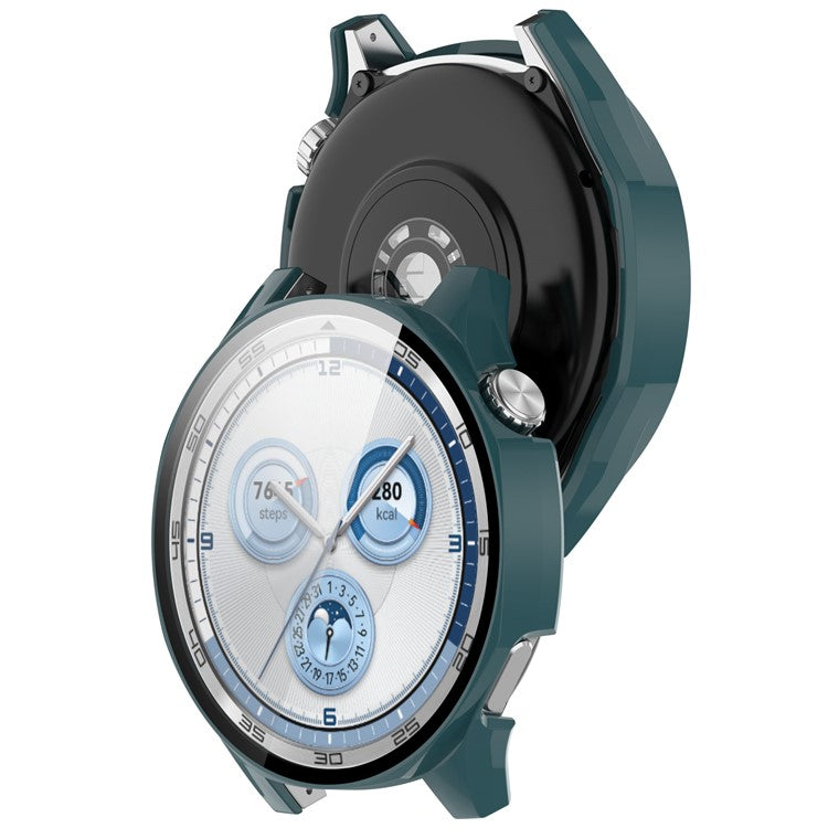 For Huawei Watch GT 5 46mm PC Cover Watch Frame Case with Tempered Glass Screen Film - Green