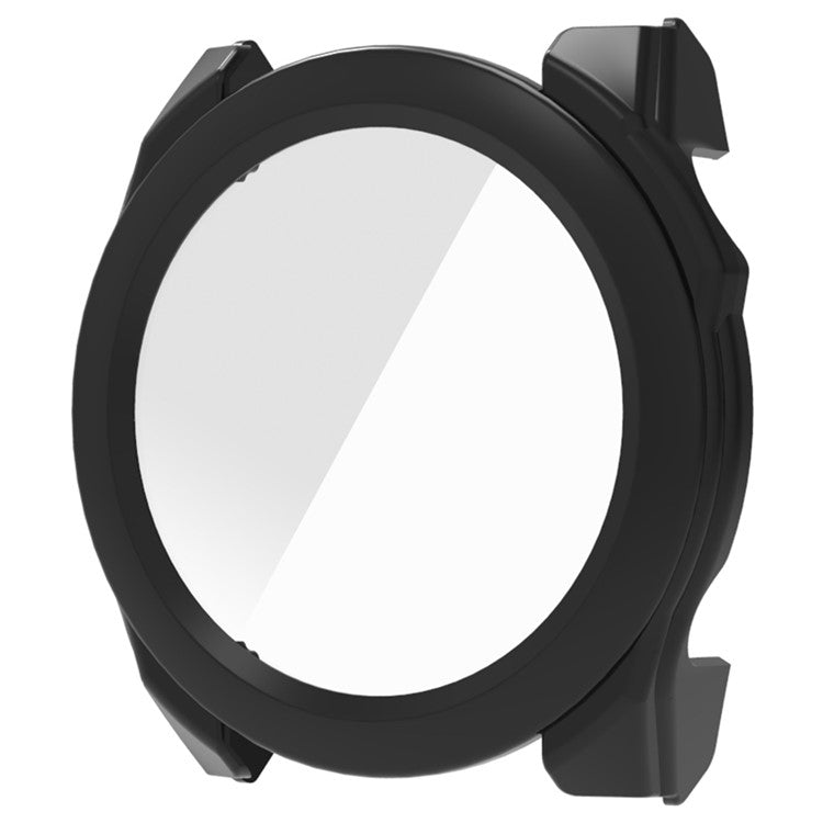 For Garmin Fenix 8 51mm PC Cover Watch Frame Case with Tempered Glass Screen Film - Black