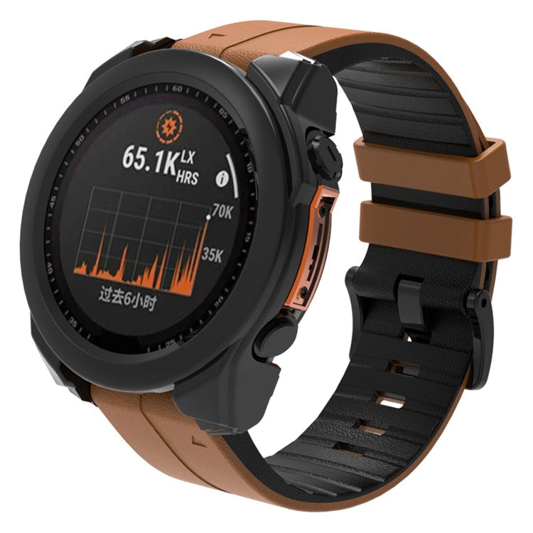 For Garmin Fenix 8 51mm PC Cover Watch Frame Case with Tempered Glass Screen Film - Black