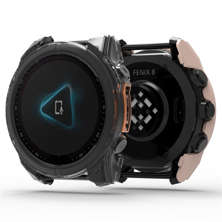 For Garmin Fenix 8 51mm PC Cover Watch Frame Case with Tempered Glass Screen Film - Black