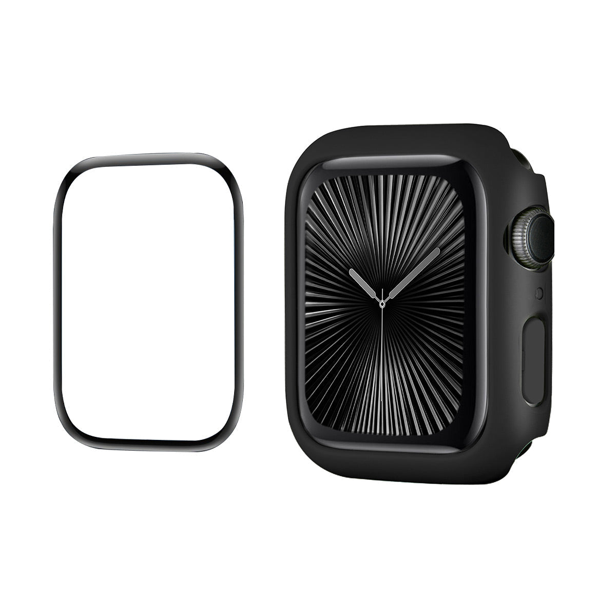 For Apple Watch Series 10 46mm ENKAY HAT PRINCE Solid Color PC Watch Case Shockproof Cover with Full Coverage PMMA Soft Film - Black
