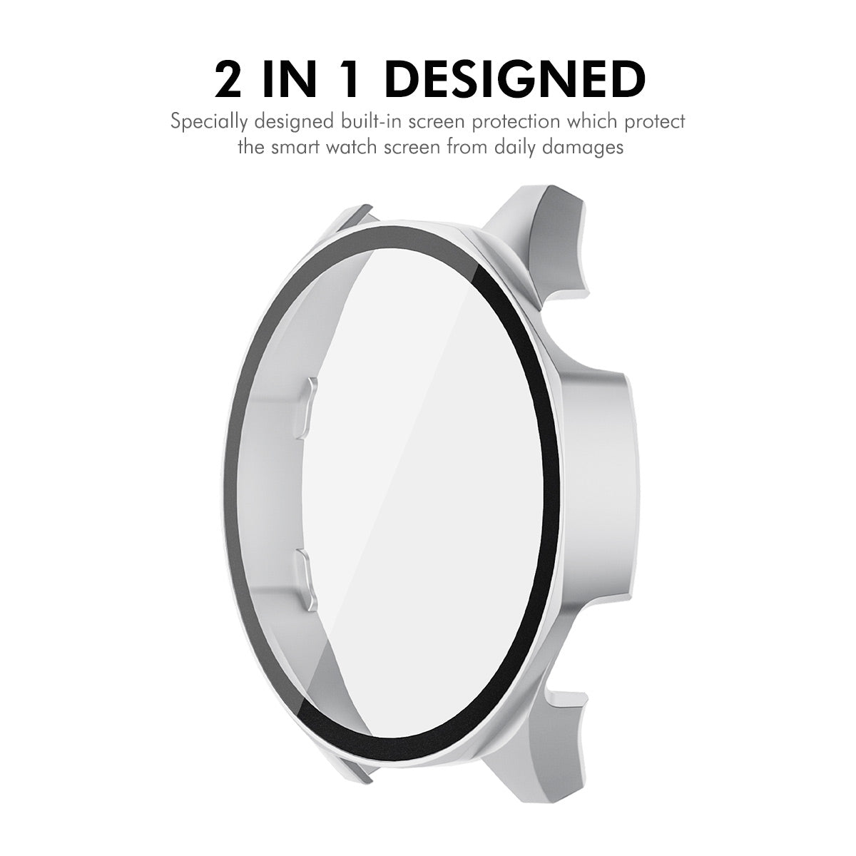 For Huawei Watch GT 5 46mm ENKAY Hat-Prince 2-in-1 Rubberized Hard PC Frame with 9H Tempered Glass Screen Protector - White