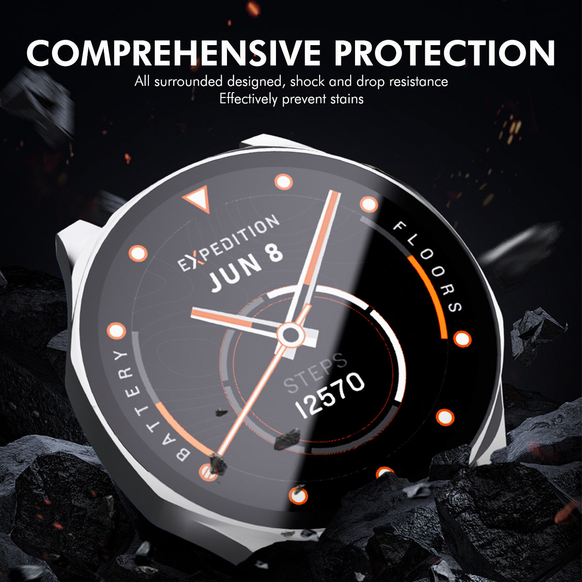For Huawei Watch GT 5 46mm ENKAY Hat-Prince 2-in-1 Rubberized Hard PC Frame with 9H Tempered Glass Screen Protector - White