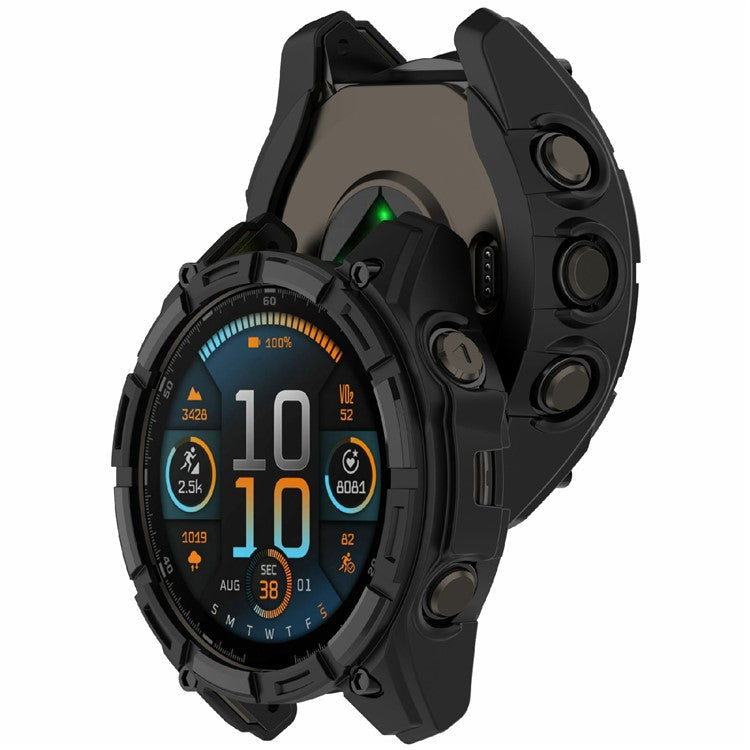 For Garmin Enduro 3 TPU Watch Case Anti-Scratch Hollow Watch Frame Cover - Black