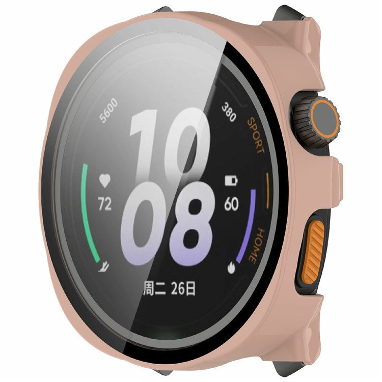 For Keep Watch Pilot 1 Watch Case Protective Hard PC Cover with Tempered Glass Film - Pink