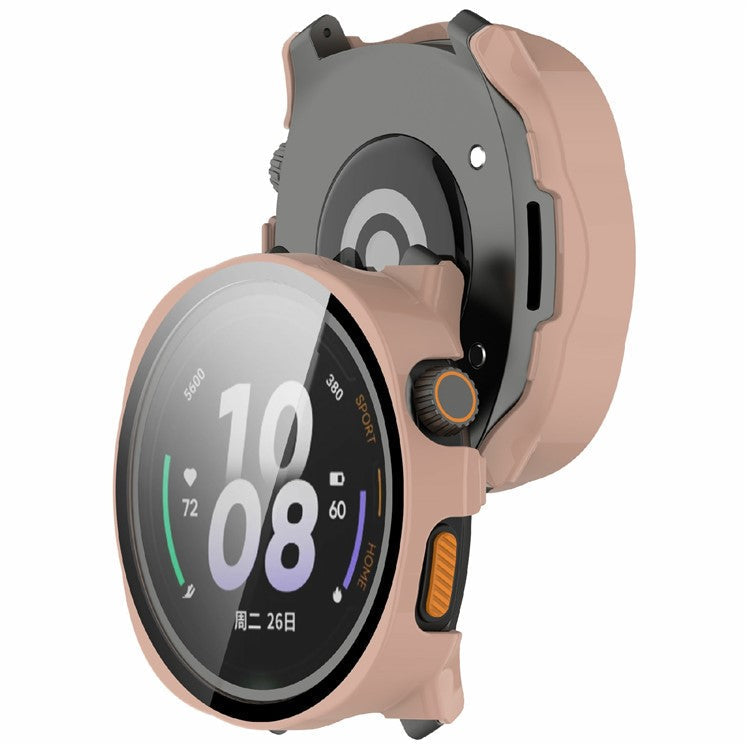 For Keep Watch Pilot 1 Watch Case Protective Hard PC Cover with Tempered Glass Film - Pink