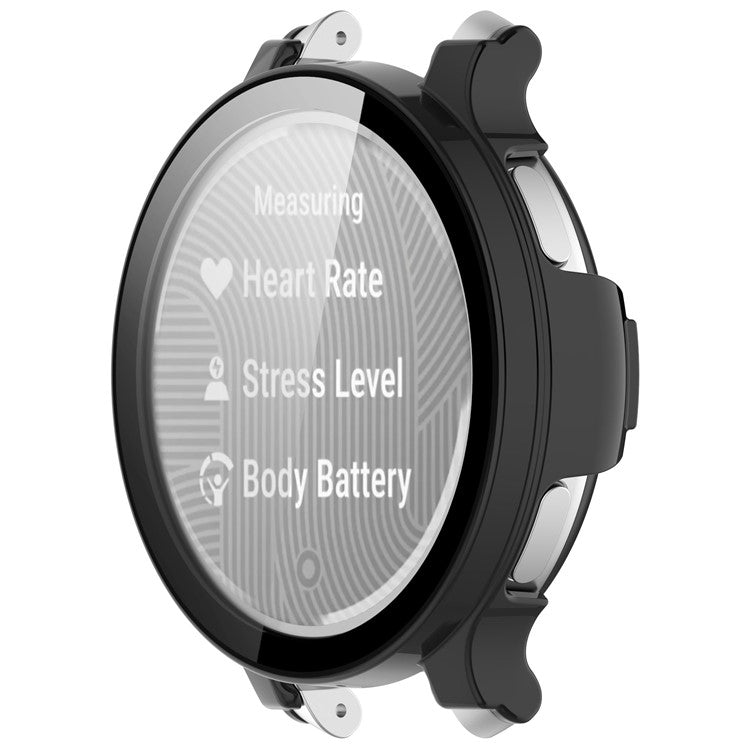 For Garmin Lily 2 Active Watch Case Protective Hard PC Cover with Tempered Glass Film - Black