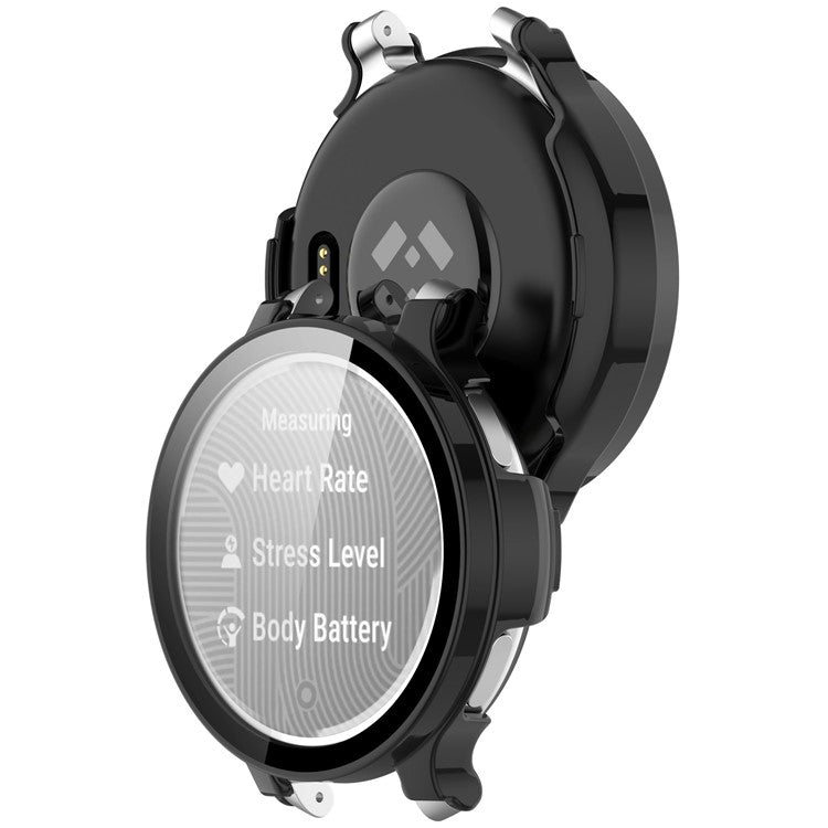 For Garmin Lily 2 Active Watch Case Protective Hard PC Cover with Tempered Glass Film - Black